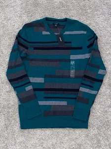 Alfani Cape Verde V-Neck Pullover Gr. XL Grün Abstrakt Geometrisch Neu mit Etikett - Bild 1 von 2