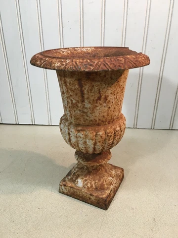 Antique Cast Iron Garden URN PLANTER 9” TALL Cover
