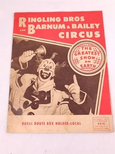 ✅ Circus Mailer Advertising 1952 Ringling Bros Barnum Bailey Program TN Virginia - Picture 1 of 10