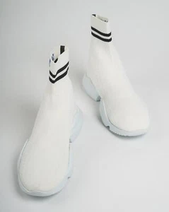 KNT by Kiton $1,050 White Cotton Blend High Top Sneakers Shoes (11 UK) 12 US - Picture 1 of 6