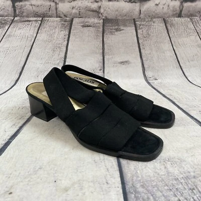 Pancaldi Hecho en Italia Zapatos Mujer Talla 9 Tirantes Sandalia Eslinga Trasera Negro Foto 1 de 4