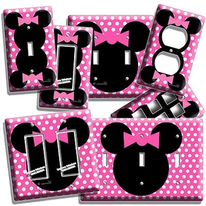OREJAS DE RATÓN MINNIE ROSA LUNARES NIÑAS DORMITORIO INTERRUPTOR DE LUZ PLACA PARED - Imagen 1 de 30