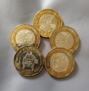 Lote de 5 monedas $20 Pesos- Zapata-Veracruz-Teocalli-Bicentenario- 500 años - Picture 1 of 3