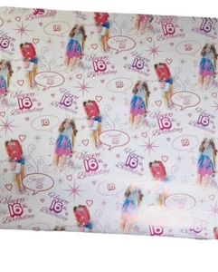 BIRTHDAY AGE 16th Birthday  WRAPPING PAPER 2 SHEETS Sweet Sixteen Female Paper - Picture 1 of 2