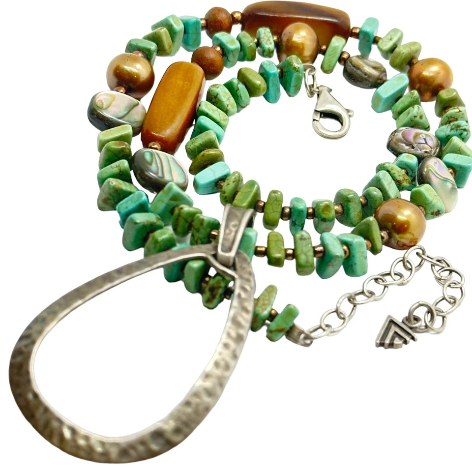 Colar de prata esterlina Silpada Howlite Shell Pearl N1786   - Imagem 1 de 1