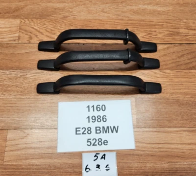 ✅ 82-88 OEM BMW E28 528 535 Delantero Trasero Interior Techo Agarre Manija Negro 3 piezas Foto 1 de 4