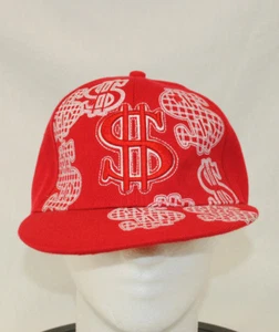 Baseballmütze Mütze rote Dollarzeichen Größe 7,25 bestickt $ Glitzer Glitzer - Bild 1 von 9