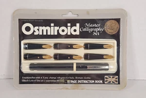 Osmiroid Master Calligrafia Set 22 Carati Pennini Placcatura Oro Italico Destro NUOVO - Foto 1 di 10