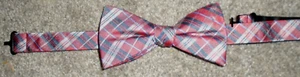 Stafford Pink Multicolor Plaid Adjustable Pretied Bow Tie Handmade NWT - Picture 1 of 6