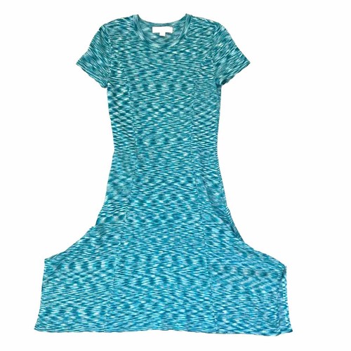 Maglione abito da donna Michael Kors MK Space Dye Midi lavorato a maglia piastrella blu taglia S small