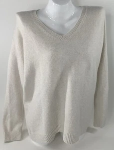 Hinge M Light Beige Sand Color Women’s Sweater Gauzy Back Slit Style - Picture 1 of 9