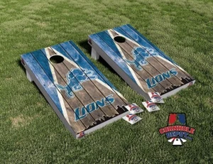 Lions Skyline Washed Cornhole Board Vinyl Wrap Skins Laminated Sticker Set - Picture 1 of 5