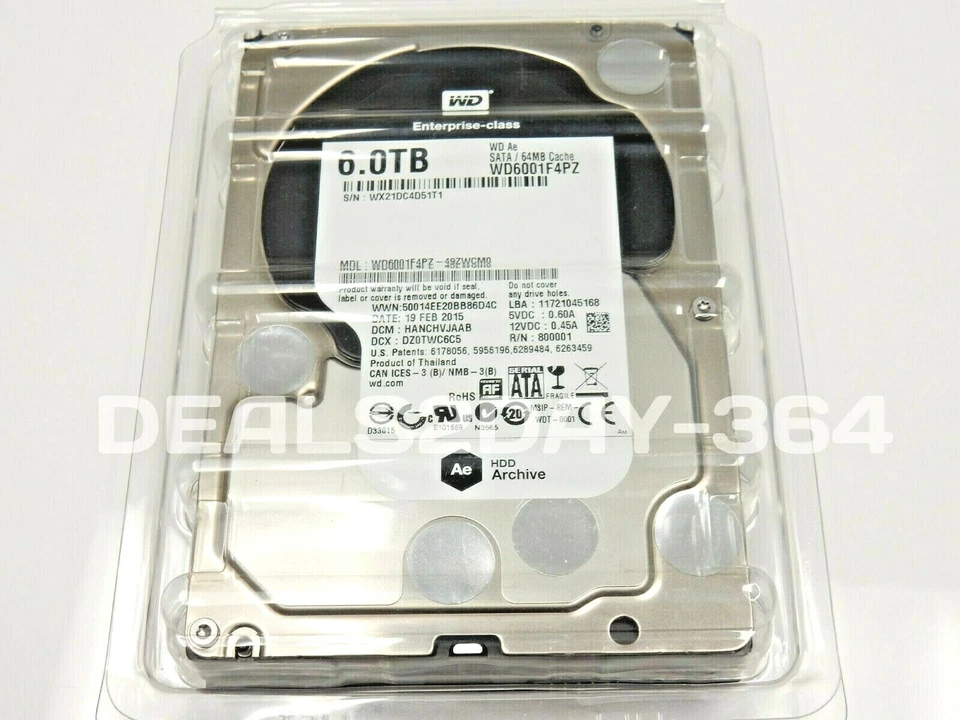 WD 6TB 3.5" AE Datacenter Archive SATA III 64 MB Cache Enterprise Hard Drive (WD - Image 1 of 4