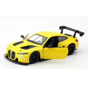 1:44 Scale BMW M4 GT3 Model Car Metal Diecast Toy Vehicle for Kids Boys Yellow - Picture 1 of 5