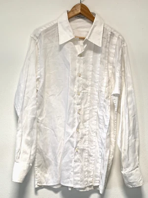 Vintage Ross Graison Linen Tuxedo Shirt white RARE Large 90s y2k summer - Image 1 of 4