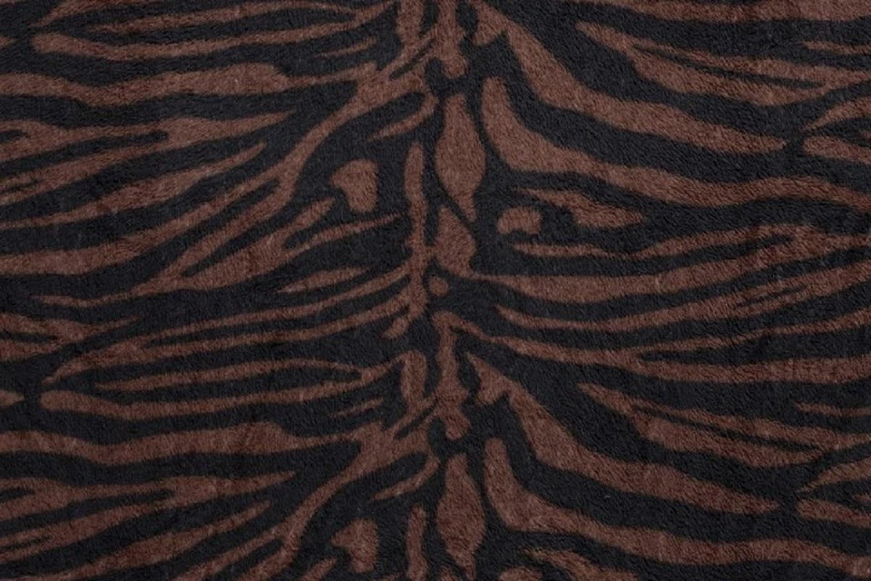 Luxury Double Sided Coral Cuddle Fleece Fabric Material - BROWN ZEBRA - Image 1 of 1