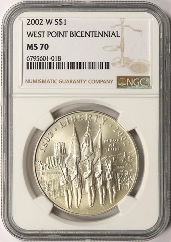 2002-W West Point Bicentennial Silver Dollar $1 NGC MS70 Cover