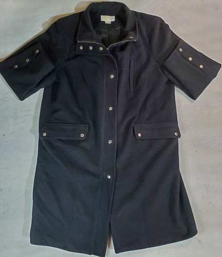 Cappotto di lana da donna Michael Kors taglia 2X manica lunga nero foderato con cerniera