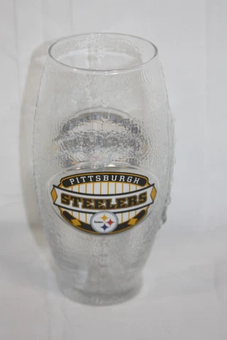 NFL Pittsburgh Steelers Clear Football Shaped Drinking Glass 6.5” 14 fl oz Cover