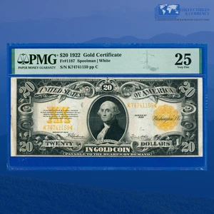 Fr.1187 1922 $20 Twenty Dollars Gold Certificate Gold Seal, PMG VF 25 #41159 - Picture 1 of 3