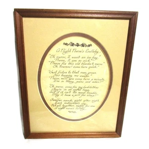 A Night Nurses Lullaby Poem Calligraphy by Charles Dantzler Wood Frame 8 x 10 - Picture 1 of 2
