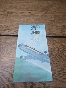Delta Airlines Fold Out System Map Lockheed L-1011 Tristar Specific Statistics  - Picture 1 of 11