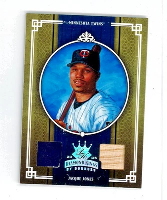 2005 Diamond Kings Jacque Jones Dual Mem #'d /100 Minnesota Twins SP! Bat / Jrsy - Image 1 of 2