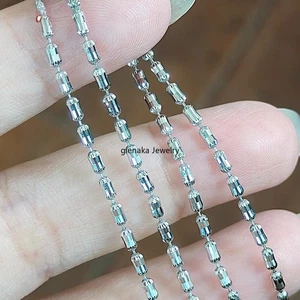 Pure Platinum 950 PT950 Chain 1.8mm Crown Beads Link Necklace 11.3g/21.6inch - Picture 1 of 4