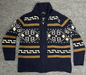 PENDLETON Westerly Cowichan Wool zip cardigan sweater Large big lebowski Blue - Picture 1 of 8