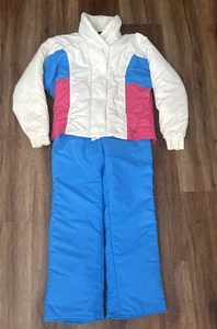 VTG White Stag Ski Wear Womens Jacket Pants 2pc Set Blue White Pink Color Block - Picture 1 of 15
