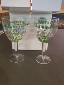 Portmeirion Giardino Botanico Vino Acqua Bicchiere Calice Stelo Dipinto a Mano Set di 4 - Foto 1 di 3