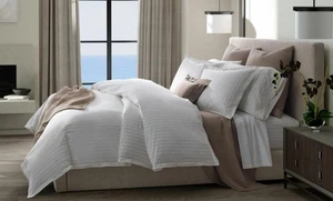 Matouk "Nocturne" Quilted Euro Shams, White, 600TC, NWOT, Italy - Picture 1 of 10