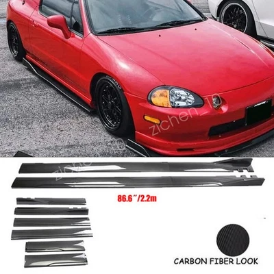 For Honda Civic Del Sol Carbon Style 2.2m/86.6inch Side Skirt Rocker Panel Foto 1 de 4
