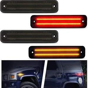 For 2003-2009 Hummer H2 Rear Red Smoked Red Amber LED Side Marker Lights Lamp - Picture 1 of 12