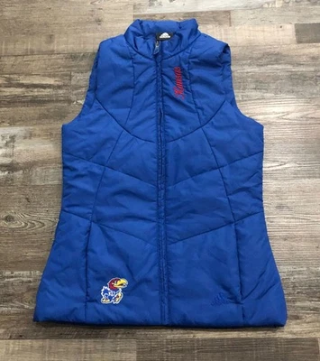 Adidas Kansas Jayhawks Womens Small Blue Full Zip Puffer Vest - Image 1 of 4