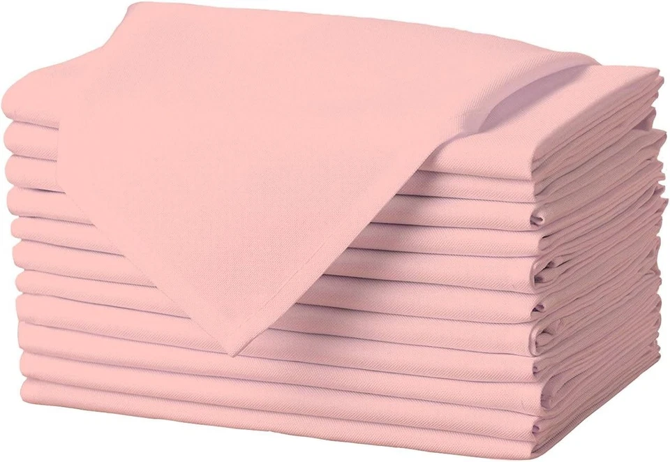 Gee Di Moda Cloth Napkins - 17 Inch Pink Solid Washable Polyester Dinner Na