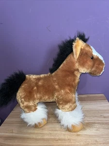2009 Dan Dee Brown Cyldesdale Horse Self Standing Plush Stuffed Farm Animal Toy - Picture 1 of 8