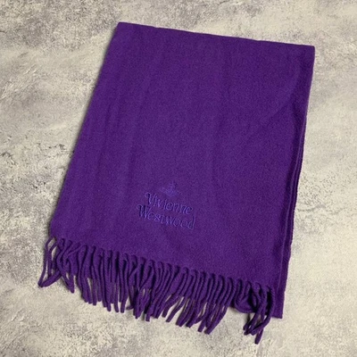 Bufanda de lana vintage VIVIENNE WESTWOOD hecha en Italia logotipo de corona unisex púrpura Foto 1 de 4