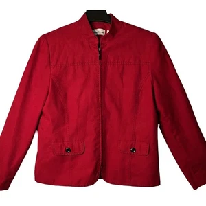 Alfred Dunner Damen Langarm Oberteil Größe 12 Rot Reißverschluss vorne Cardigan Stil Jacke - Bild 1 von 5