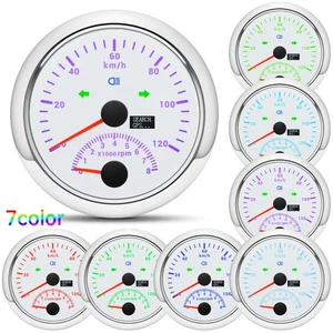85mm 7 Colors LED GPS Speedometer 120km/h With Tacho 8000RPM Gauge for Boat Car - Picture 1 of 17