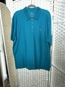Tommy Bahama Turquoise Supima Cotton Short Sleeve Golf Polo Shirt Men's XL - Picture 1 of 14