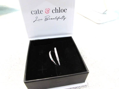 Brincos de argola de zircônia cúbica folheados a ouro branco Cate & Chloe Bianca novo na caixa - Imagem 1 de 4