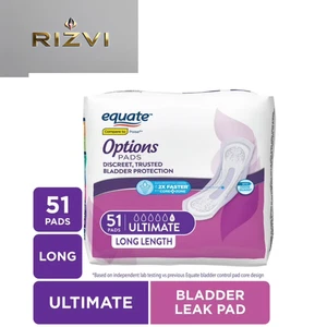Equate Options Inkontinenzeinlagen für Frauen, ultimative Saugfähigkeit, lang, 51 Stück - Bild 1 von 8