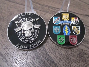 US Army Special Forces Group Airborne Green Berets Skull Challenge Coin - Picture 1 of 7