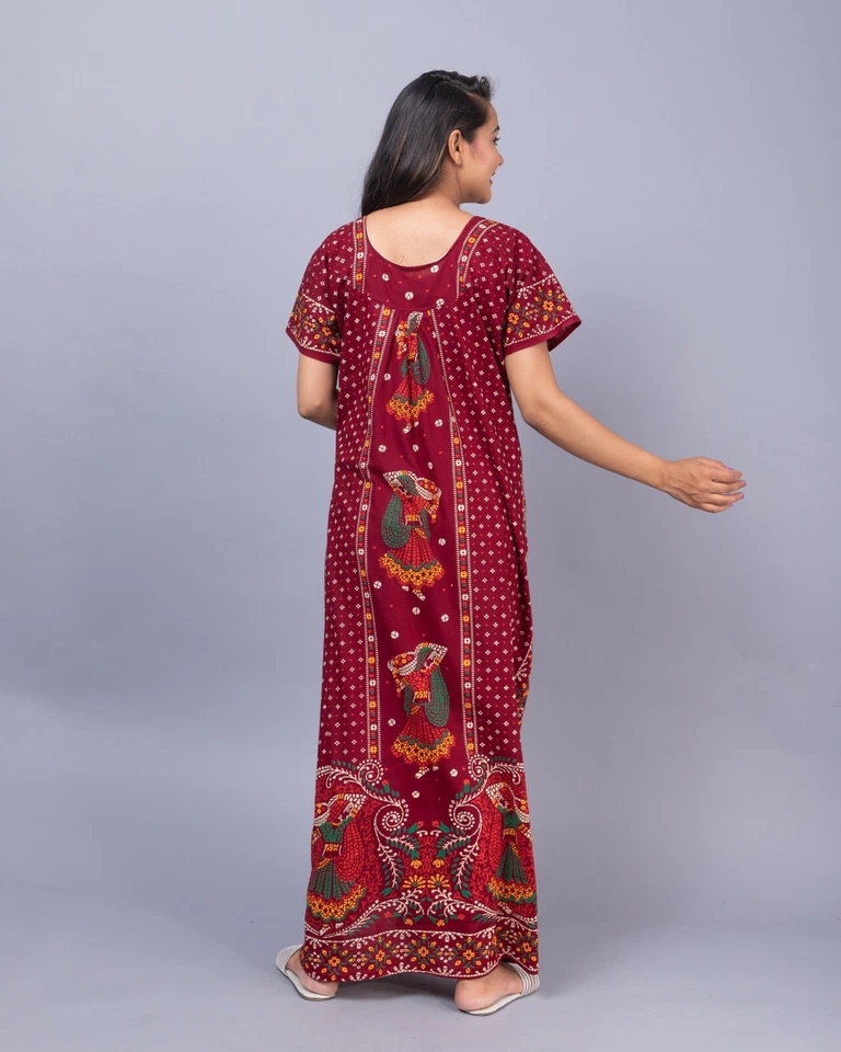 Индийские женские хлопок Nighty ручной блок печати Sleepwear плюс длинное платье ручной работы - Изображение 1 из 1