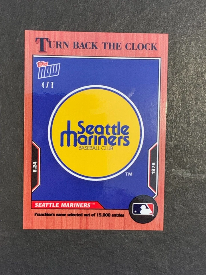 2022 Topps Now Seattle Mariners Turn Back Clock Limited Cherry Red Edition 4/7 - Image 1 of 1