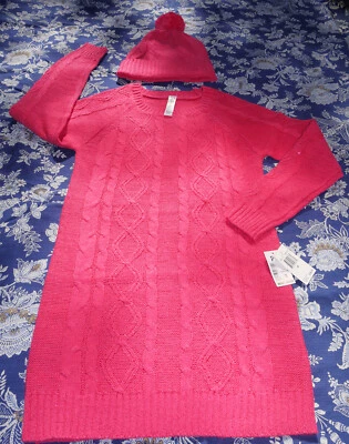 p.s. de Aéropostale Brillo Tejido Cable VESTIDO SUÉTER Y GORRO - Talla 10 NUEVO CON ETIQUETAS $36 Foto 1 de 4