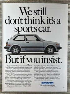 Honda Civic GL Car 1982 Vintage Print Ad - Picture 1 of 1