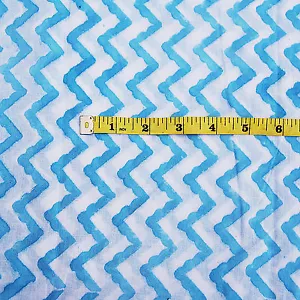Indian Hand Block Zig Zag Printed Cotton White Fabric 10 yard Handmade Fabrics - Picture 1 of 3