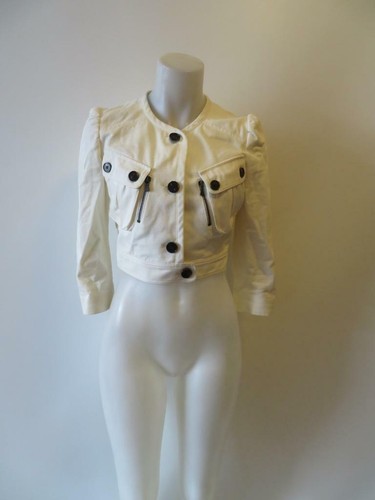 OFF WHITE GIACCA DONNA BARBARA BUI OFF BIANCO COTONE CROPPED MANICA 3 4 TAGLIA S*